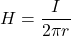 \begin{eqnarray*} H=\frac{I}{2\pi r} \end{eqnarray*}