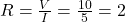 R=\frac{V}{I}=\frac{10}{5}=2