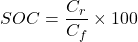 \begin{eqnarray*} SOC=\frac{C_r}{C_f}\times 100 \end{eqnarray*}