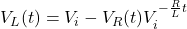 \begin{eqnarray*} V_L(t)=V_i-V_R(t)V_i^{-\frac{R}{L}t} \end{eqnarray*}